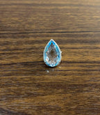 Pear Teardrop Light Blue Topaz White Diamonds Halo 14K White Gold Statement Ring