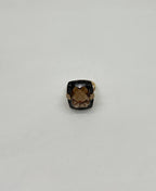 Rosecut Brown Smokey Quartz Black Diamonds Pave Set 14K Gold Statement Ring