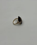 Rosecut Brown Smokey Quartz Black Diamonds Pave Set 14K Gold Statement Ring