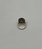 Rosecut Brown Smokey Quartz Black Diamonds Pave Set 14K Gold Statement Ring