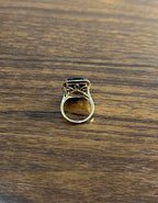 Rosecut Brown Smokey Quartz Black Diamonds Pave Set 14K Gold Statement Ring