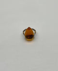 Pear Drop Shape Orange Citrine Cabochon Diamonds 14K Yellow Gold Ring