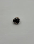 Round Black Onyx Cabochon Diamonds Swirl Scroll 14K Rose Gold Diamond Ring