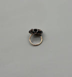 Round Black Onyx Cabochon Diamonds Swirl Scroll 14K Rose Gold Diamond Ring