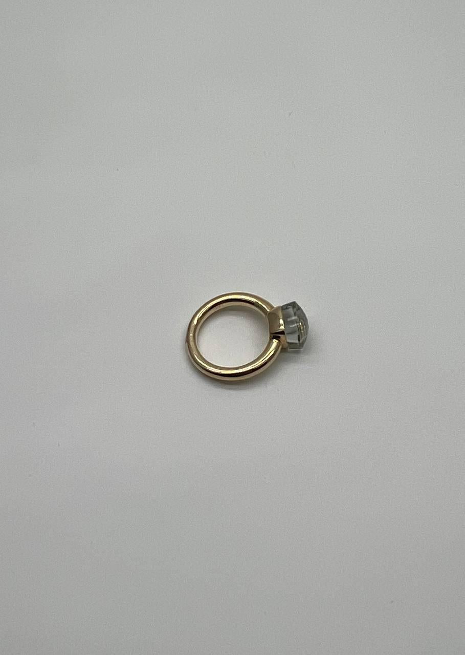 Green Amethyst Unique Nudo Faceted Cut 14K Yellow Gold Statement Cocktail Ring