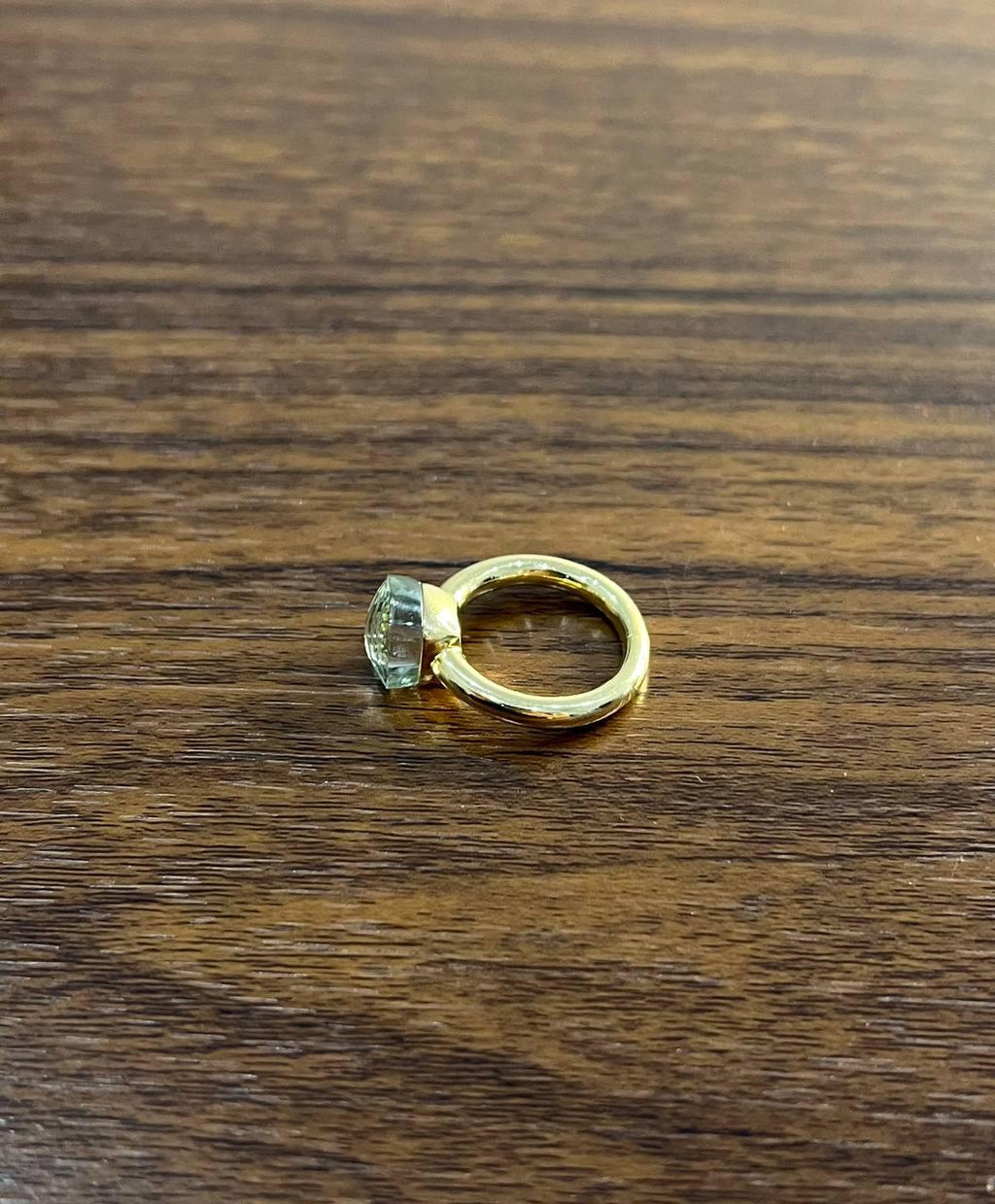 Green Amethyst Unique Nudo Faceted Cut 14K Yellow Gold Statement Cocktail Ring