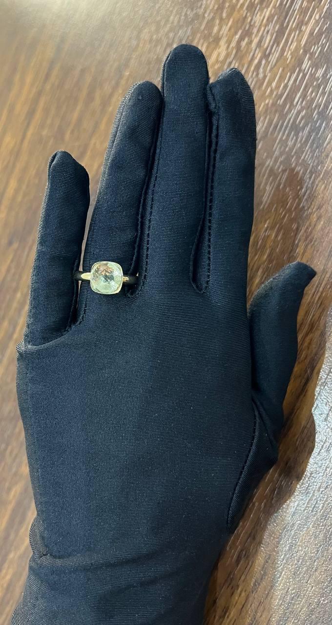 Green Amethyst Unique Nudo Faceted Cut 14K Yellow Gold Statement Cocktail Ring