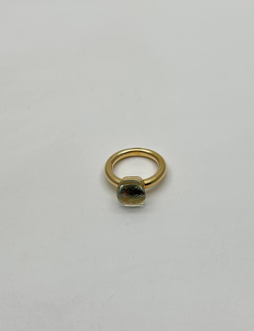 Green Amethyst Unique Nudo Faceted Cut 14K Yellow Gold Statement Cocktail Ring