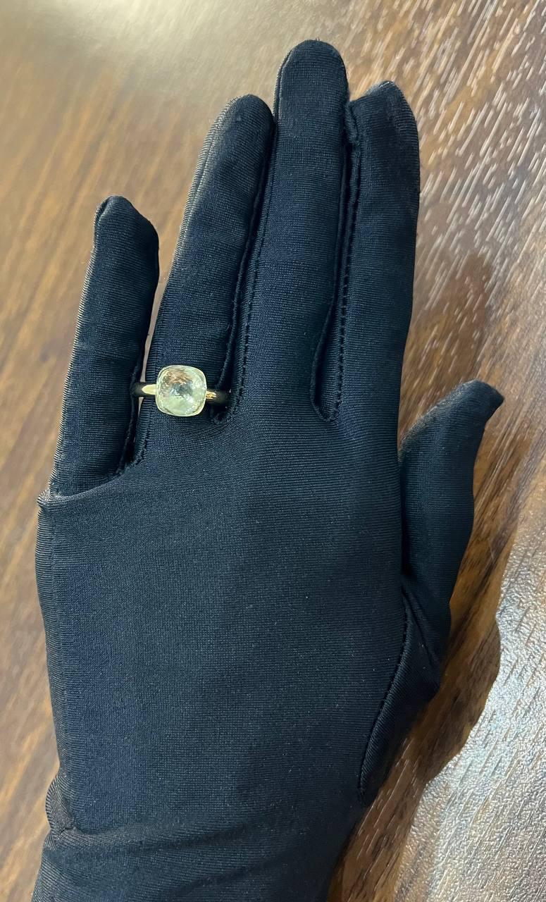 Green Amethyst Unique Nudo Faceted Cut 14K Yellow Gold Statement Cocktail Ring