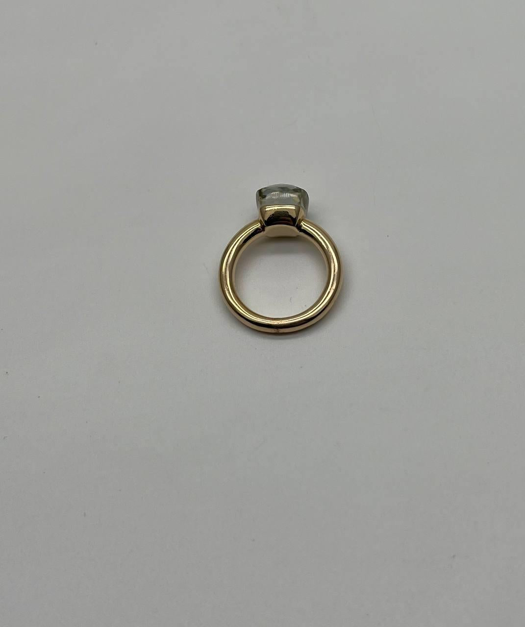 Green Amethyst Unique Nudo Faceted Cut 14K Yellow Gold Statement Cocktail Ring