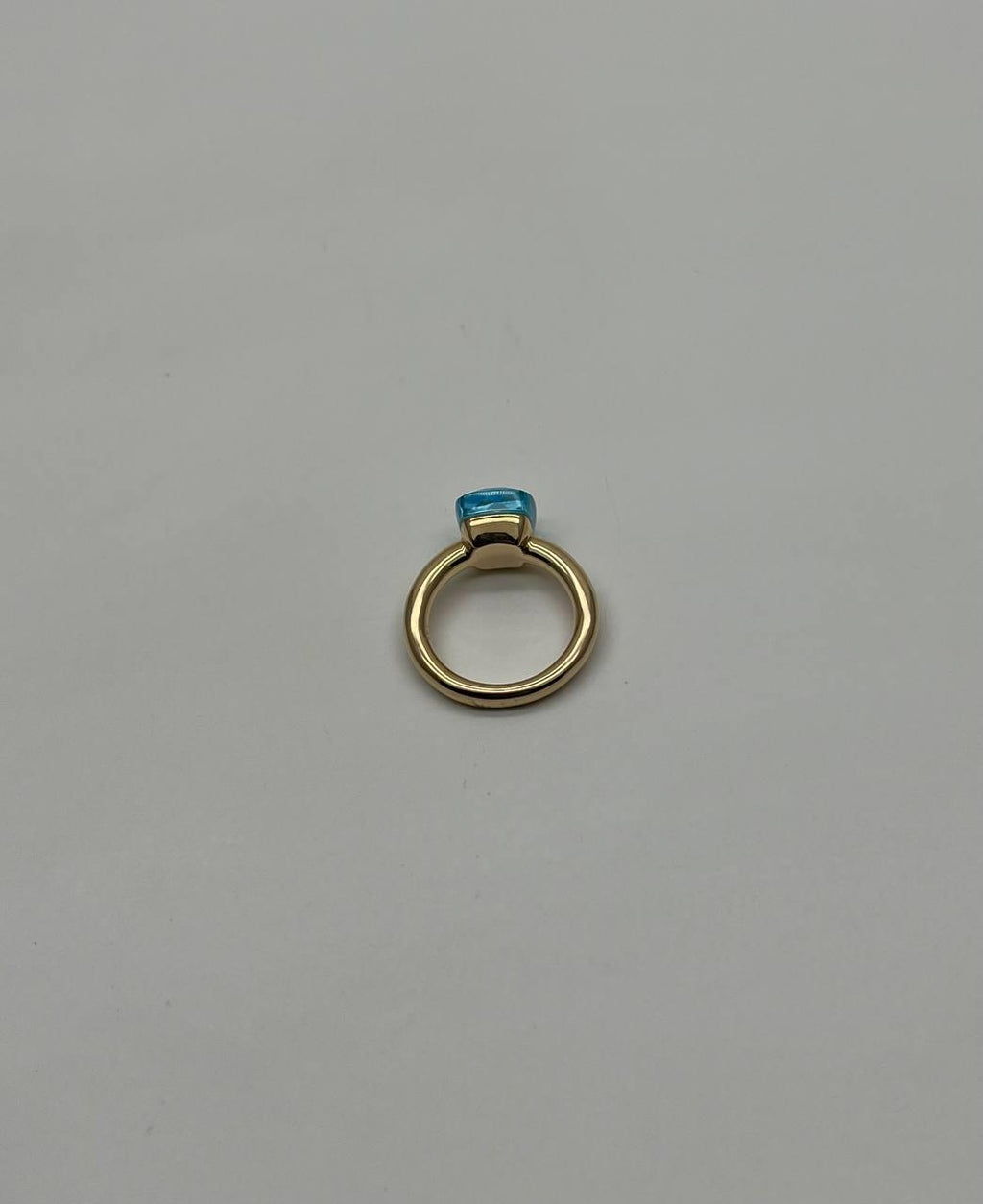Blue Topaz Unique Nudo Faceted Cut 14K Yellow Gold Statement Cocktail Ring