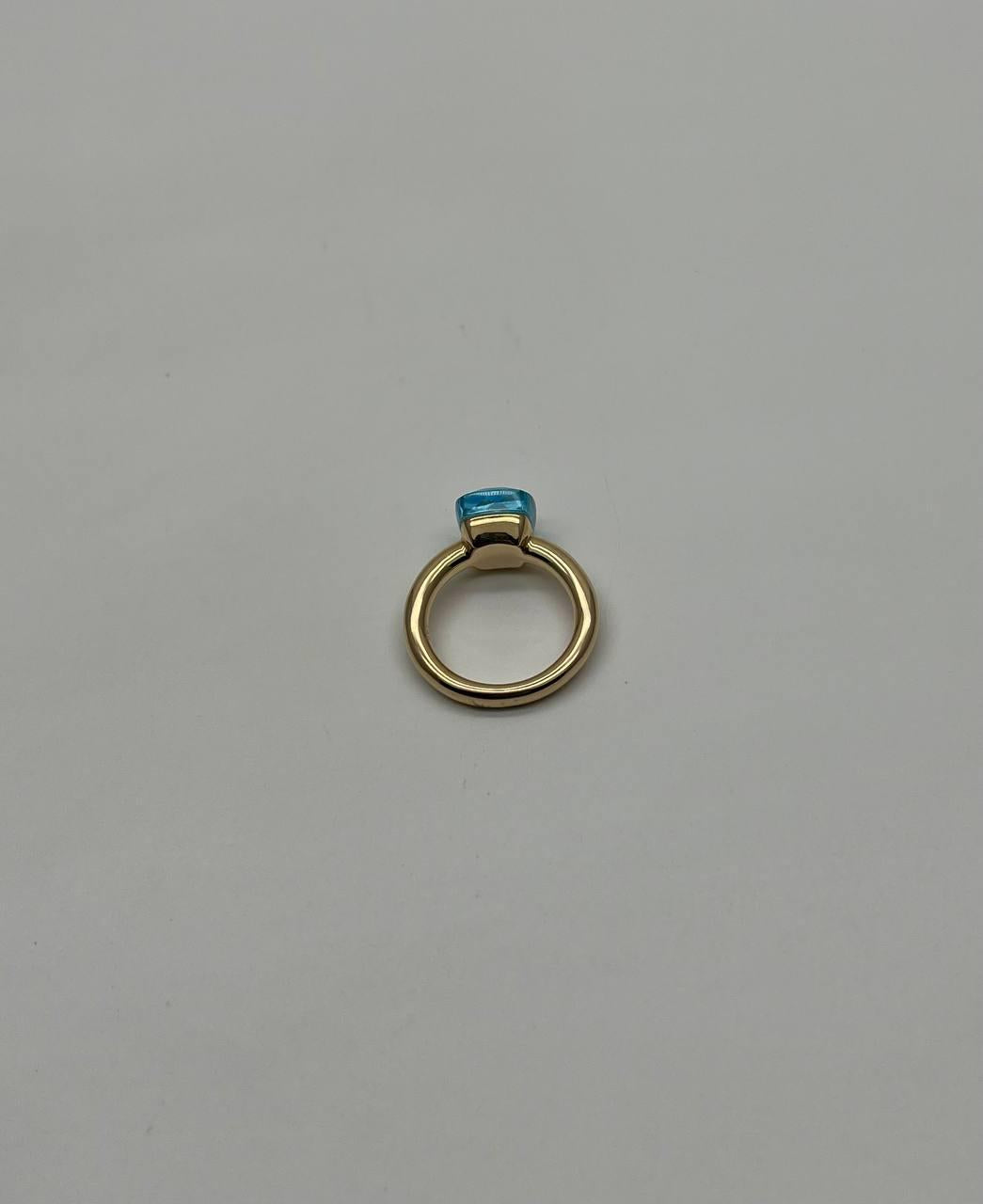Blue Topaz Unique Nudo Faceted Cut 14K Yellow Gold Statement Cocktail Ring