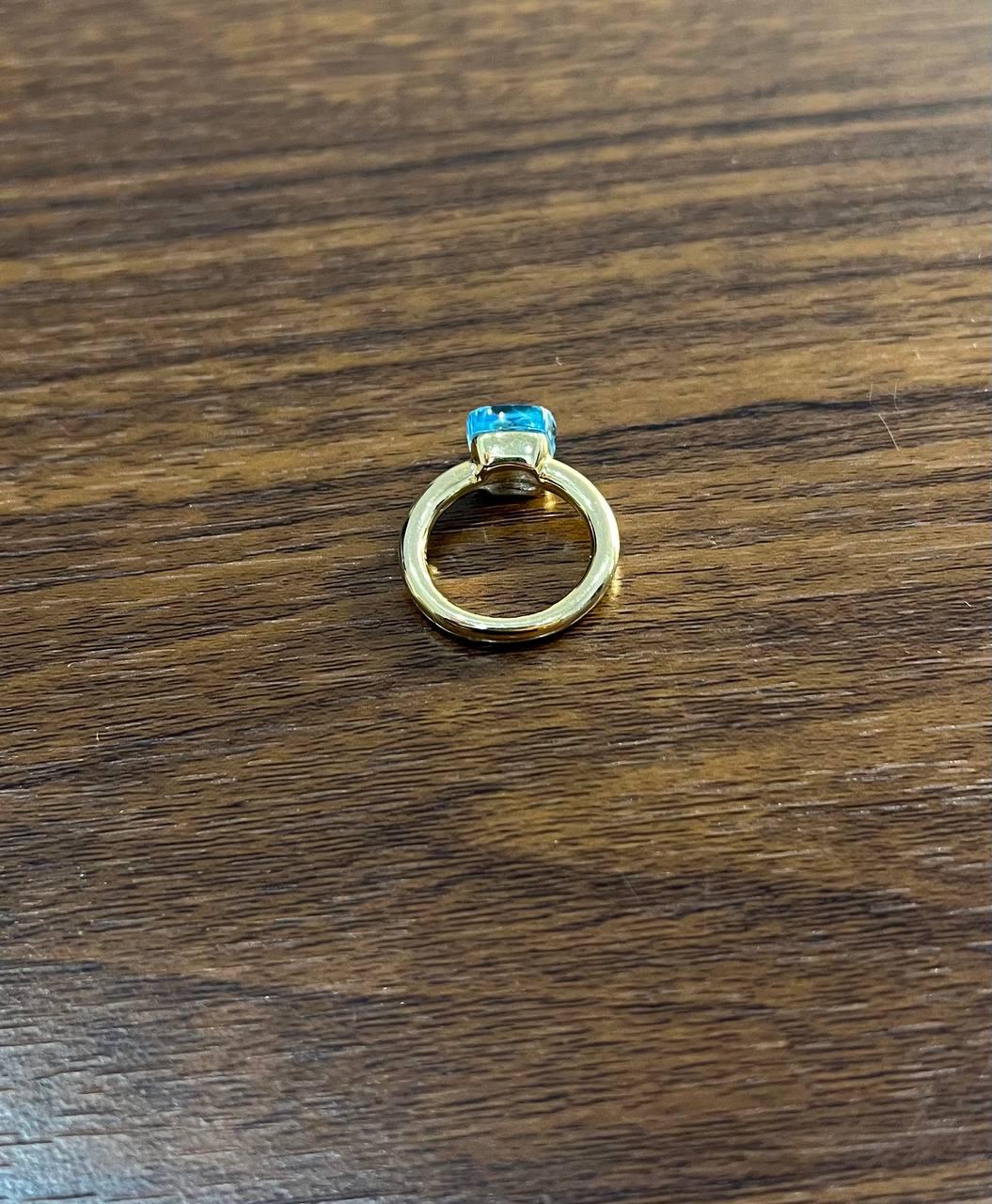 Blue Topaz Unique Nudo Faceted Cut 14K Yellow Gold Statement Cocktail Ring
