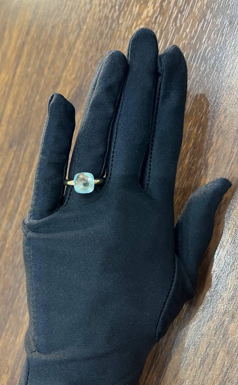 Blue Topaz Unique Nudo Faceted Cut 14K Yellow Gold Statement Cocktail Ring