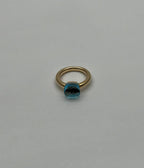 Blue Topaz Unique Nudo Faceted Cut 14K Yellow Gold Statement Cocktail Ring