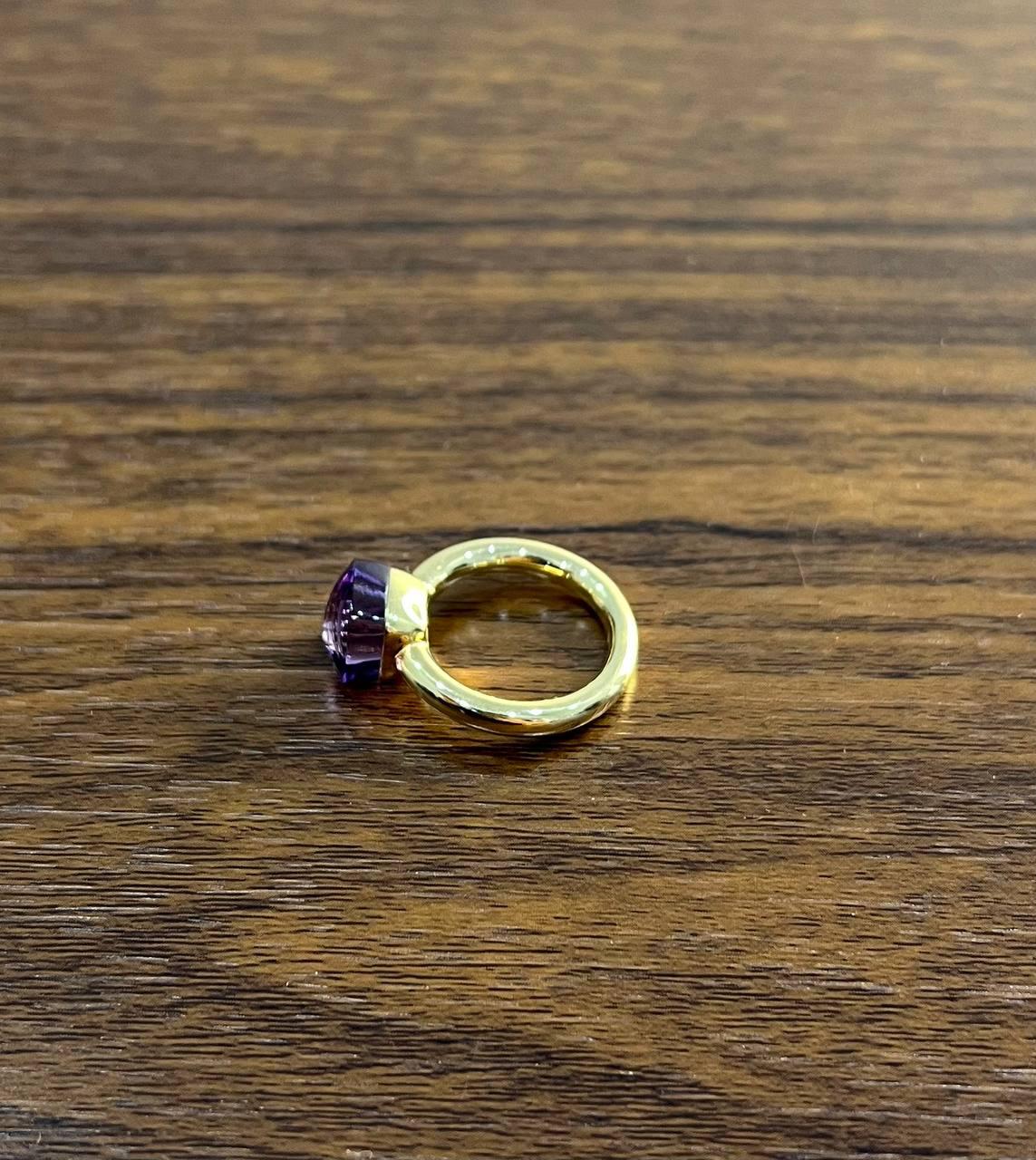 Violet Amethyst Unique Nudo Faceted Cut 14K Yellow Gold Statement Cocktail Ring