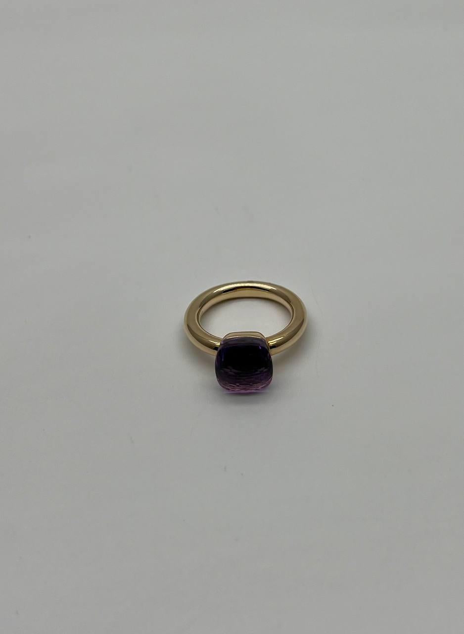 Violet Amethyst Unique Nudo Faceted Cut 14K Yellow Gold Statement Cocktail Ring