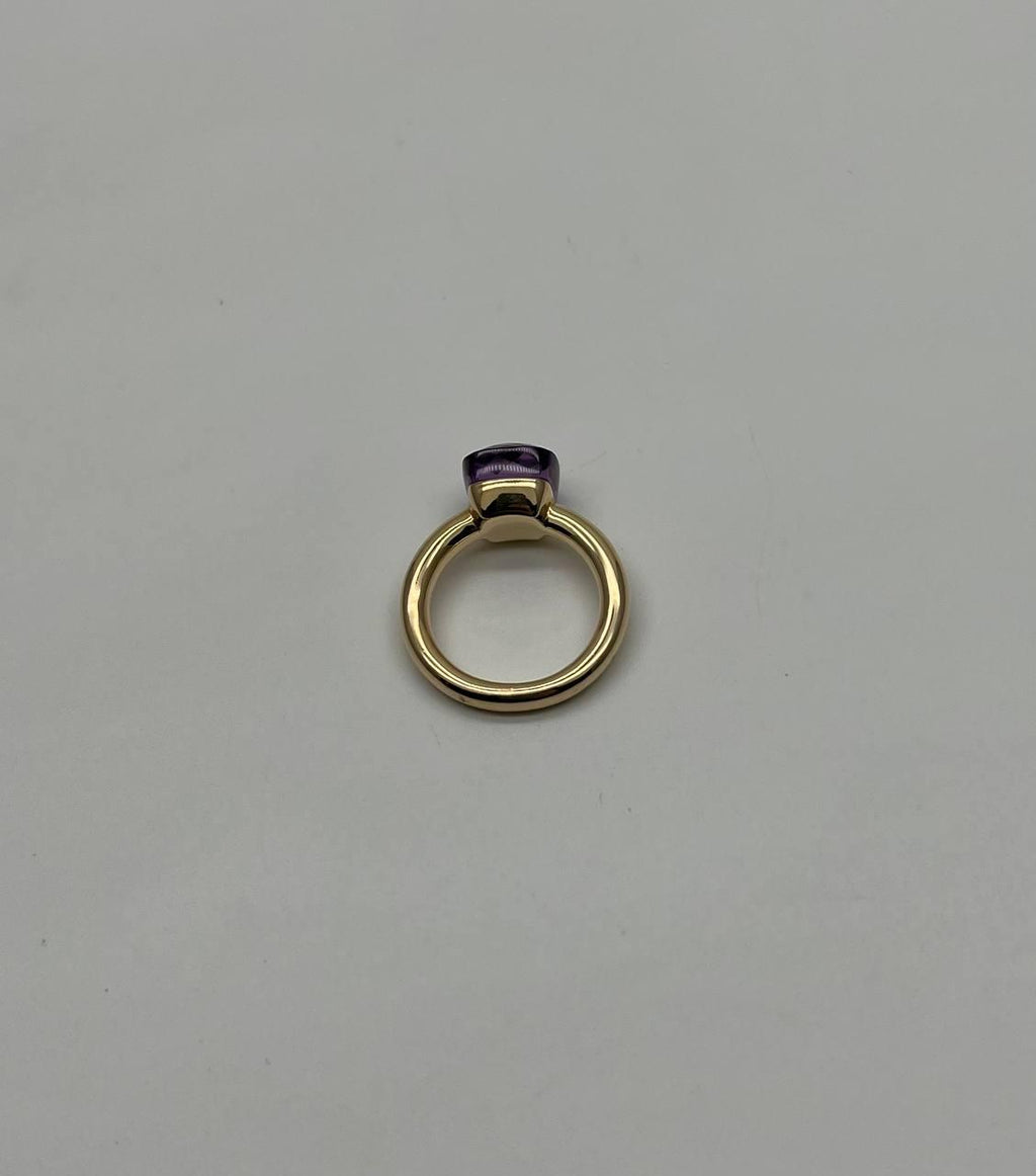 Violet Amethyst Unique Nudo Faceted Cut 14K Yellow Gold Statement Cocktail Ring