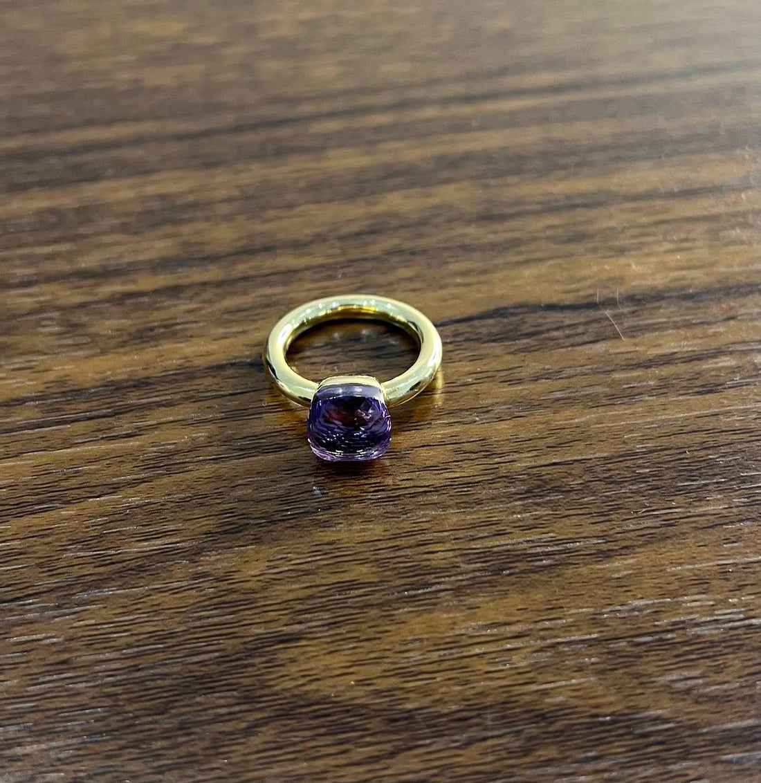 Violet Amethyst Unique Nudo Faceted Cut 14K Yellow Gold Statement Cocktail Ring