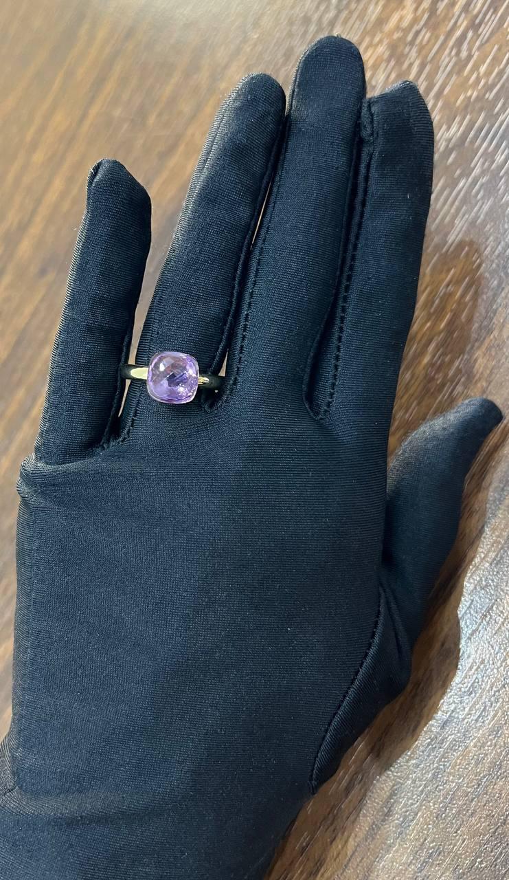 Violet Amethyst Unique Nudo Faceted Cut 14K Yellow Gold Statement Cocktail Ring