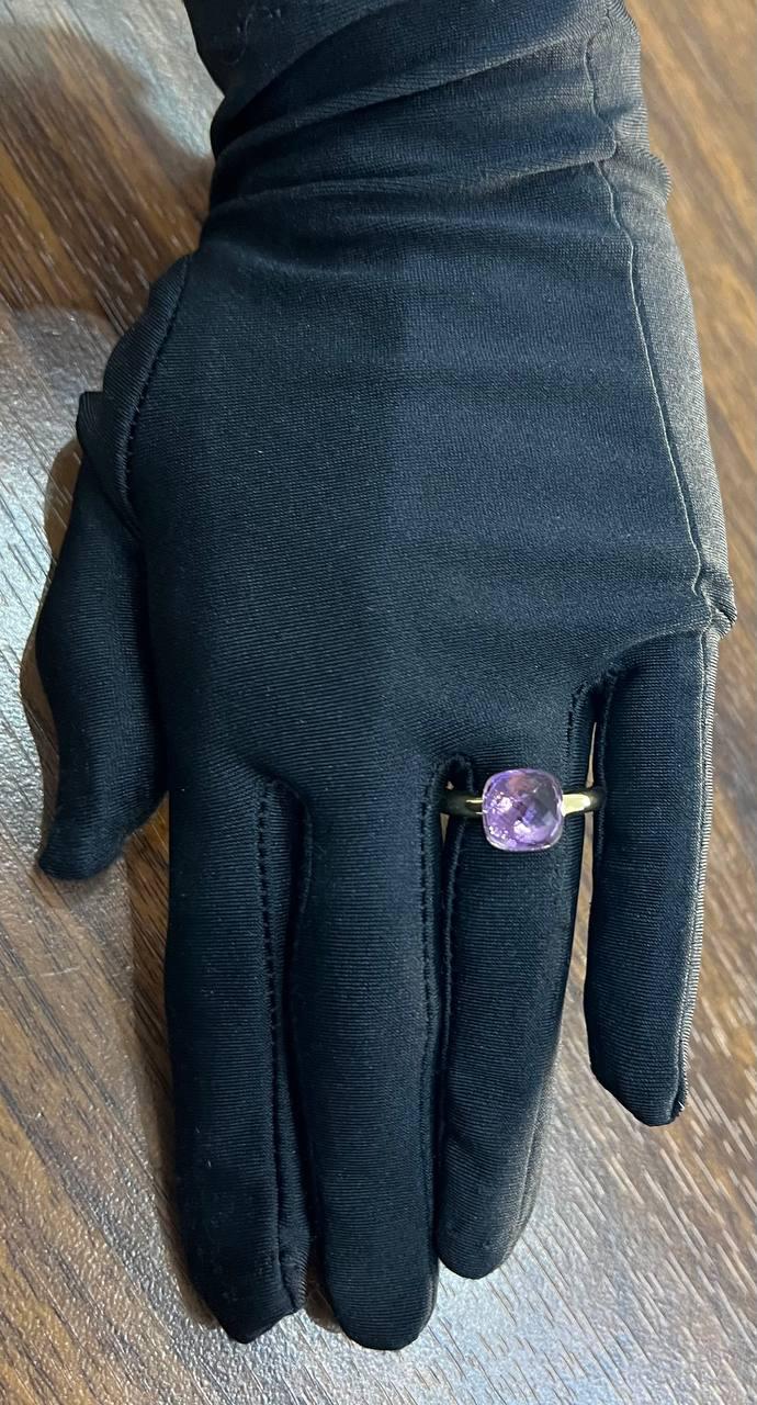 Violet Amethyst Unique Nudo Faceted Cut 14K Yellow Gold Statement Cocktail Ring