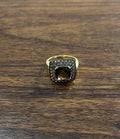 Brown Smoky Quartz Cushion Shape Diamond Halo 14K Yellow Gold Statement Ring
