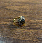 Brown Smoky Quartz Cushion Shape Diamond Halo 14K Yellow Gold Statement Ring