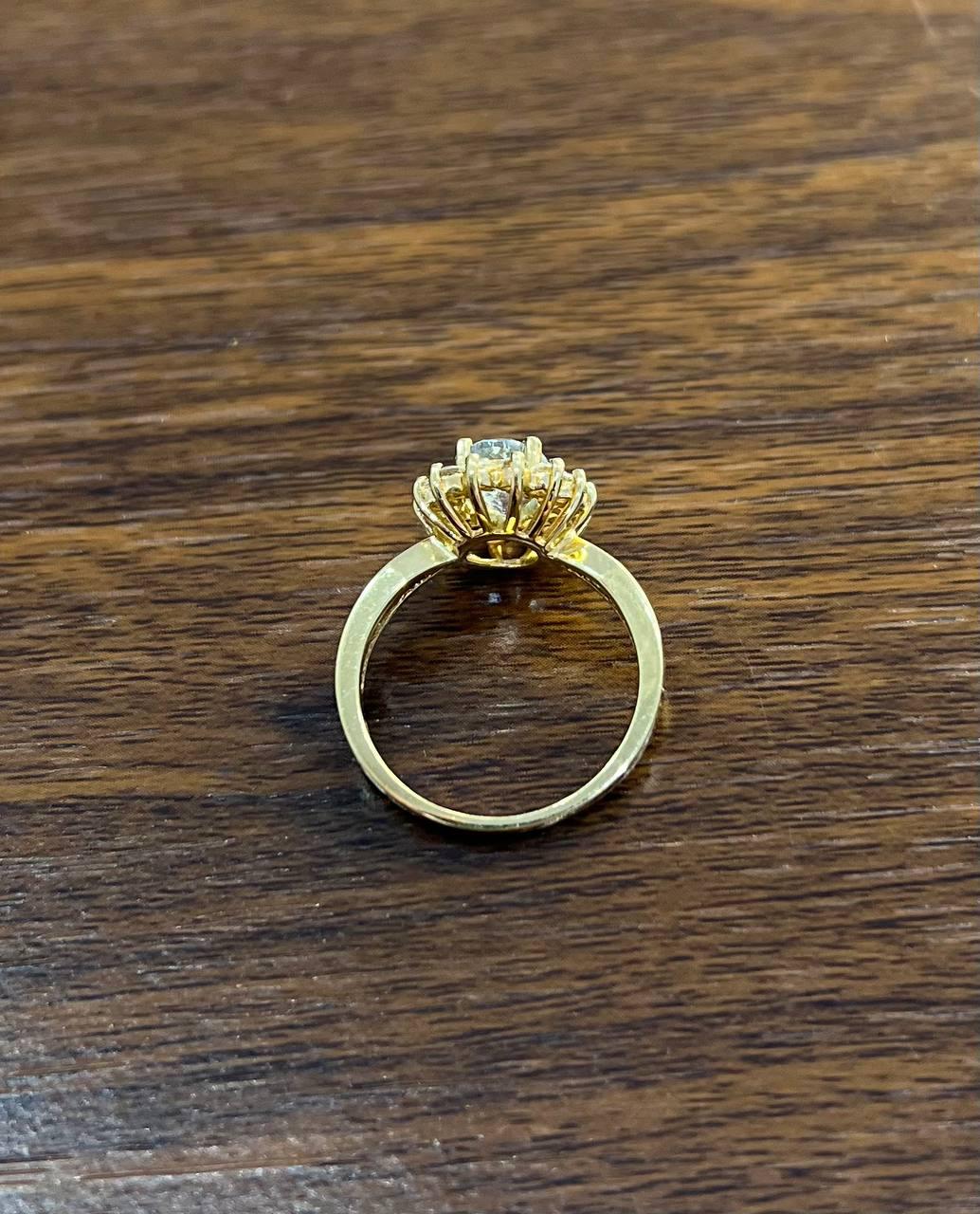 Oval Shape Blue Aquamarine Floral Flower 14K Yellow Gold Diamond Halo Ring