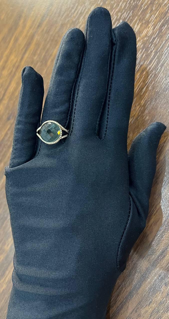 Round Shape Checkerboard Cut Green Amethyst Prasiolite 14K Gold Split Shank Ring