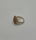Diamond Compass Filigree Halo 14K Yellow Gold Statement Symbol Ring