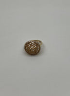 Diamond Compass Filigree Halo 14K Yellow Gold Statement Symbol Ring