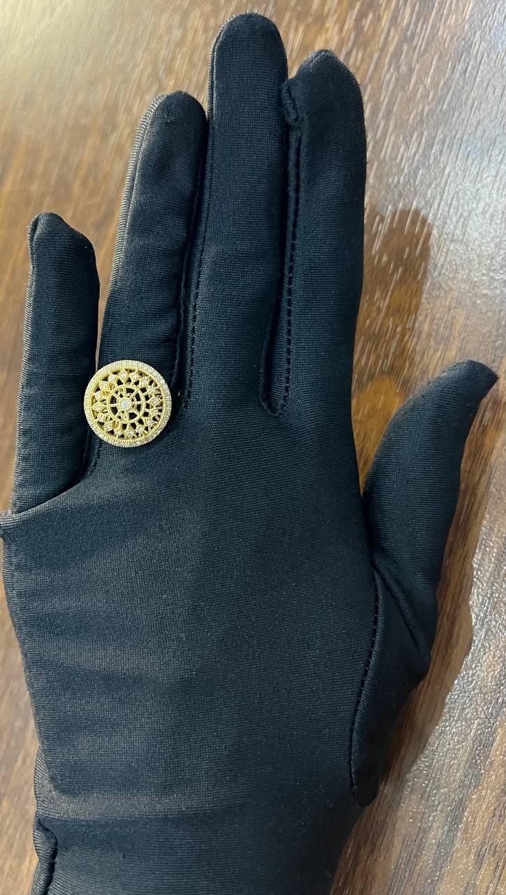 Diamond Compass Filigree Halo 14K Yellow Gold Statement Symbol Ring