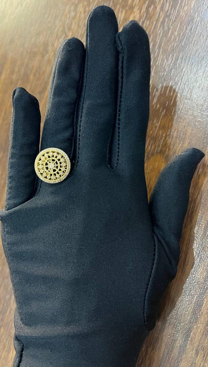 Diamond Compass Filigree Halo 14K Yellow Gold Statement Symbol Ring