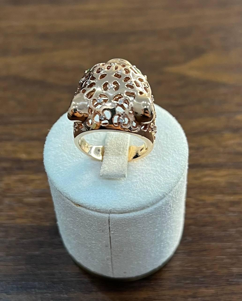 Panther Lioness Leopard Diamonds Jaguar Gold Statement Full Finger Emerald Ring