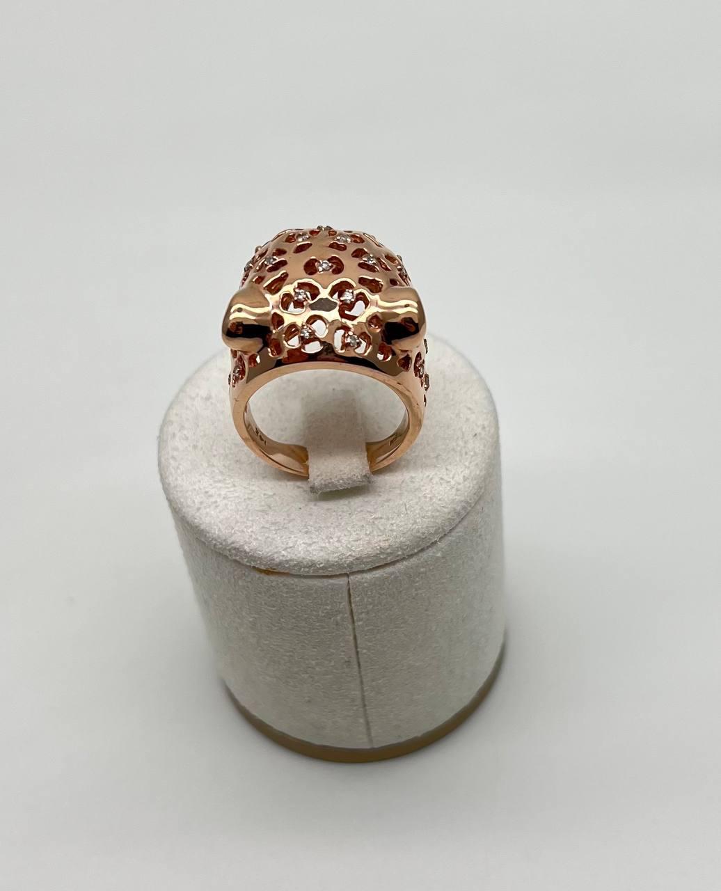 Panther Lioness Leopard Diamonds Jaguar Gold Statement Full Finger Emerald Ring