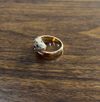 Spotted Leopard Panther Jaguar Diamond Pave 14K Rose Gold Emerald Eyes Ring