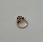 Spotted Leopard Panther Jaguar Diamond Pave 14K Rose Gold Emerald Eyes Ring