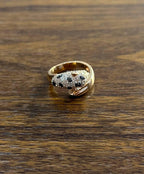 Diamond Leopard Jaguar Panther Pave Set 14K Rose Gold Emerald Eyes Cocktail Ring