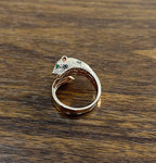 Diamond Leopard Jaguar Panther Pave Set 14K Rose Gold Emerald Eyes Cocktail Ring