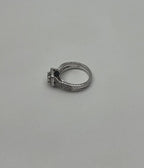 Round Shape Brilliant Cut Diamond Halo Pave Set 18K White Gold Engagement Ring