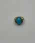 Oval Shape Blue Teal Turquoise Diamond Halo Pave 14K Yellow Gold Ring