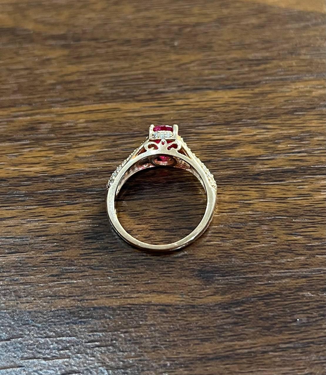 oval shape red pink ruby diamond pave 14k rose gold statement cocktail ring