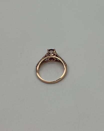 Oval Shape Red Pink Ruby Diamond Pave 14K Rose Gold Statement Cocktail Ring