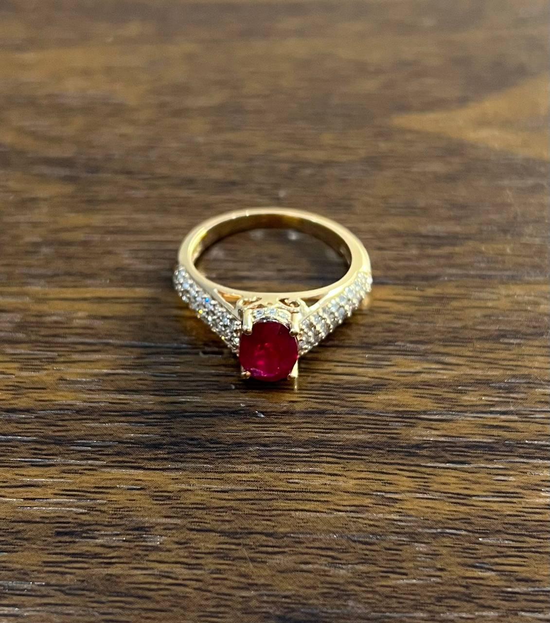 Oval Shape Red Pink Ruby Diamond Pave 14K Rose Gold Statement Cocktail Ring