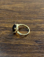 Cushion Shape Checkerboard Brown Smoky Quartz 14K Yellow Gold Diamond Halo Ring