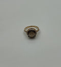 Cushion Shape Checkerboard Brown Smoky Quartz 14K Yellow Gold Diamond Halo Ring