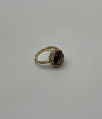Cushion Shape Checkerboard Brown Smoky Quartz 14K Yellow Gold Diamond Halo Ring