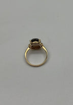 Cushion Shape Checkerboard Brown Smoky Quartz 14K Yellow Gold Diamond Halo Ring