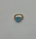 Cushion Shape Swiss Blue Topaz Split Shank 14K Yellow Gold Diamonds Fashion Ring
