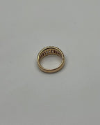 Unique Shape Diamond Channel Set 14K Yellow Gold Cocktail Grooved Dome Band Ring
